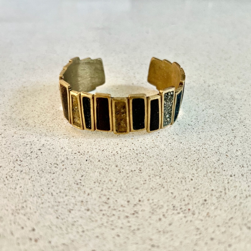 Ladder Cuff Bracelet by David Urso in bronze and resin - like new